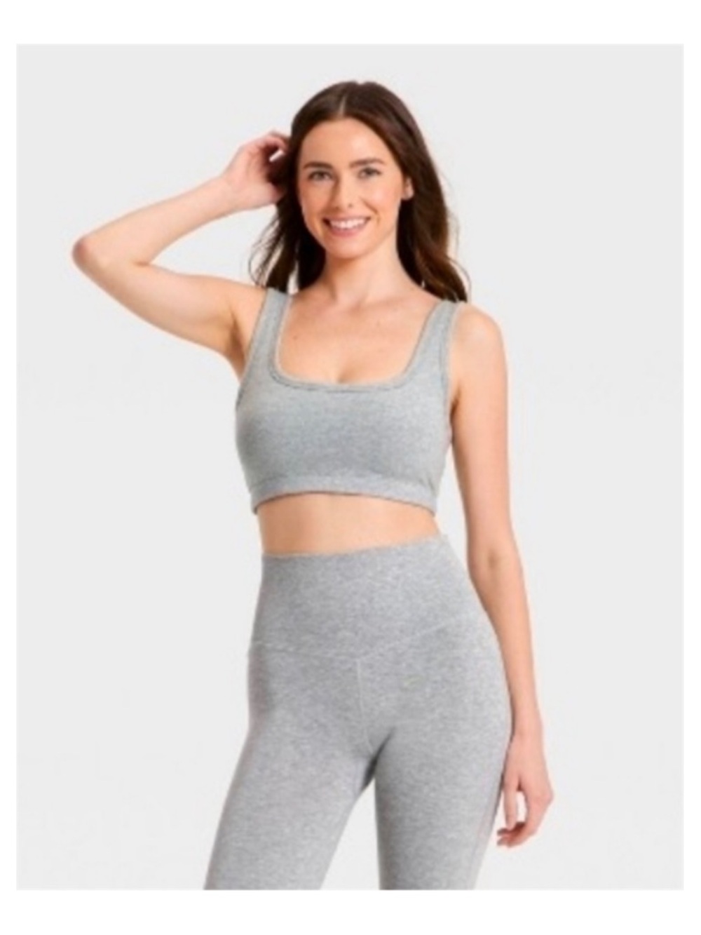 JoyLab Washed Jersey Sports Bra (Heathered Gray - Extra Small)